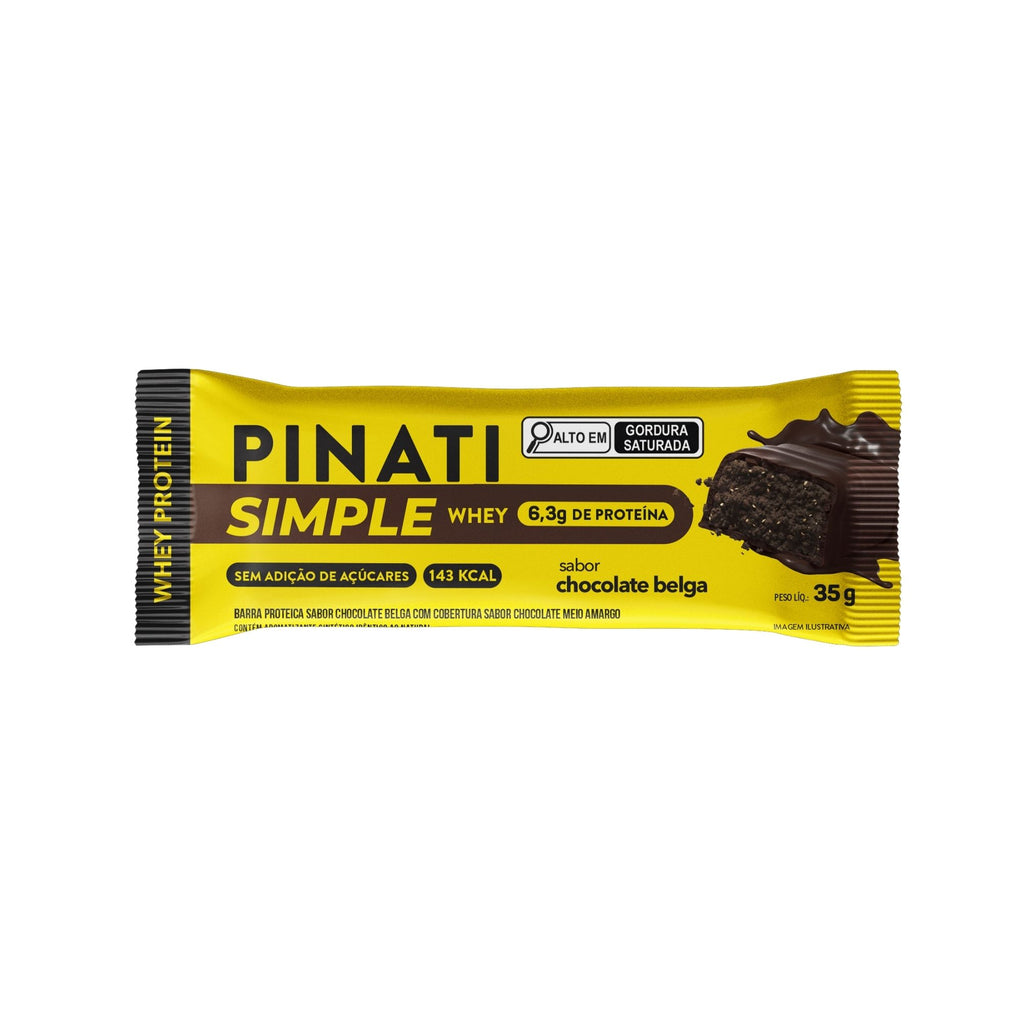 Barra de Proteina Pinati Simple Whey Chocolate Belga 35 gr (Caixa 12 Unidades)