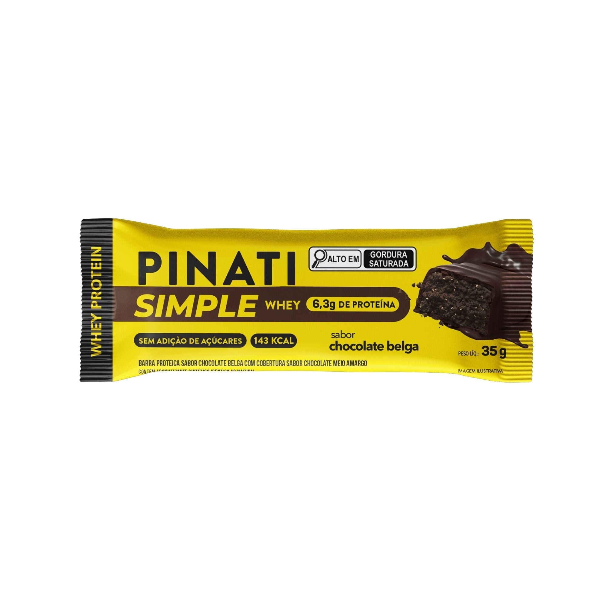 Barra de Proteina Pinati Simple Whey Chocolate Belga 35 gr (UNIDADE)