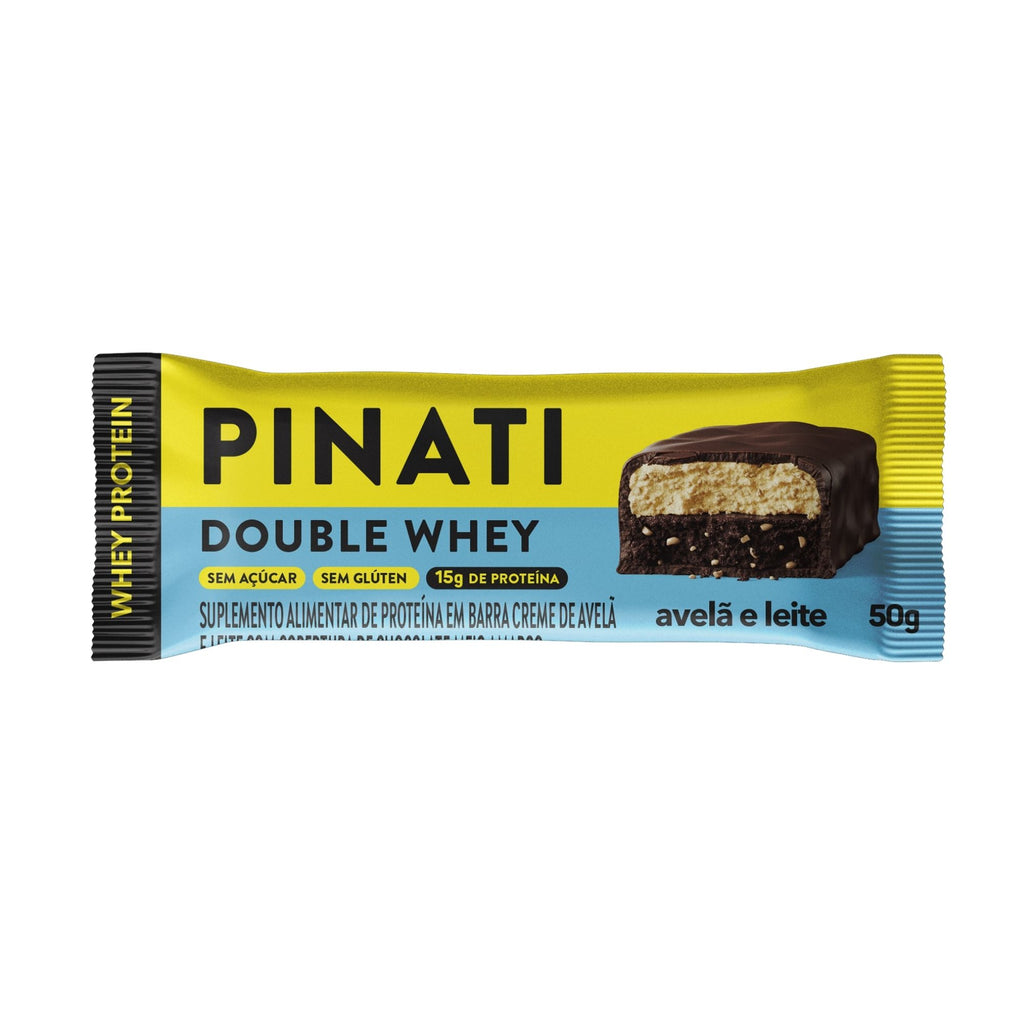 Barra de Proteina Pinati Double Whey Avelã e Leite 50 gr (Caixa 12 Unidades)
