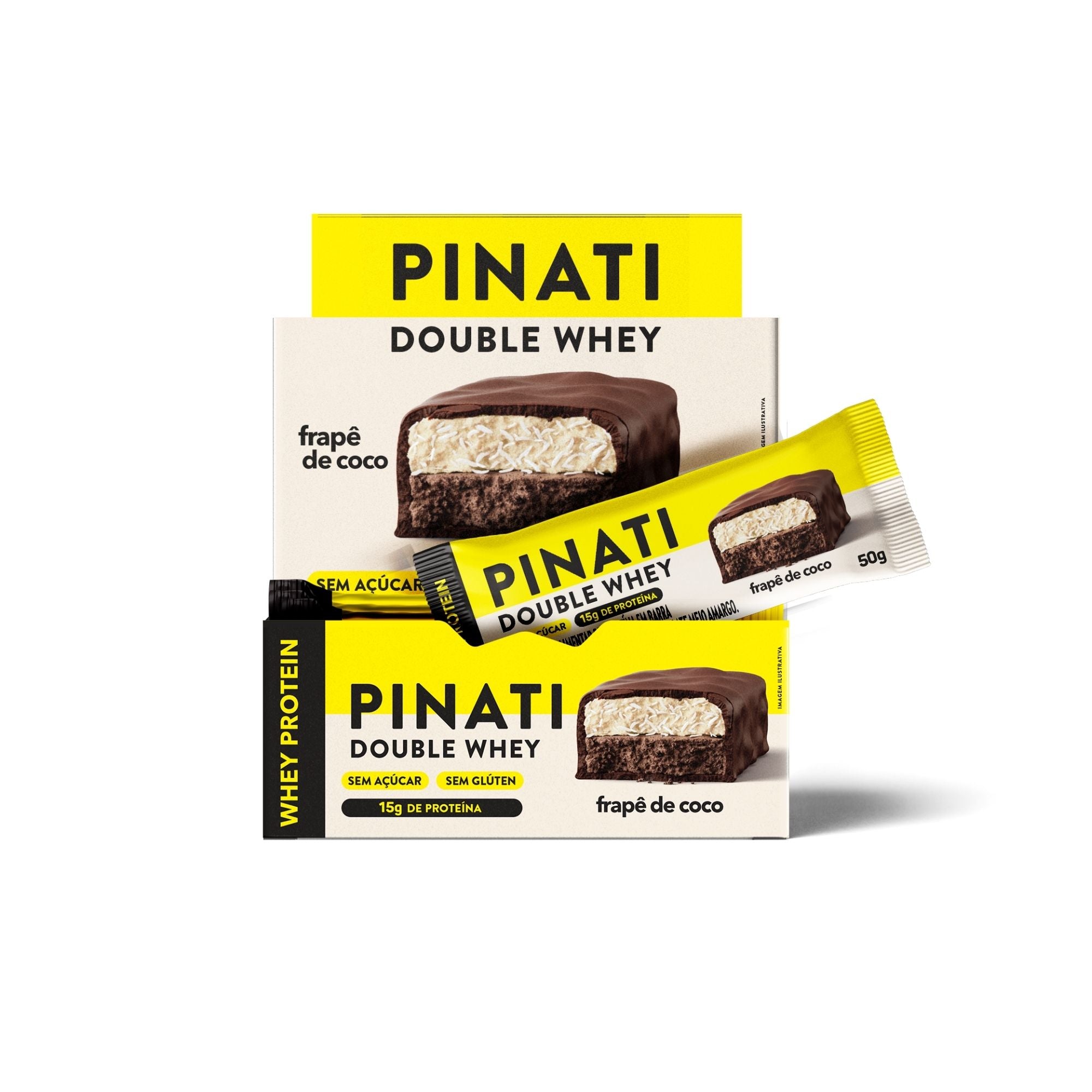 Barra de Proteina Pinati Double Frapê de coco 50 gr (Caixa 12 Unidades)