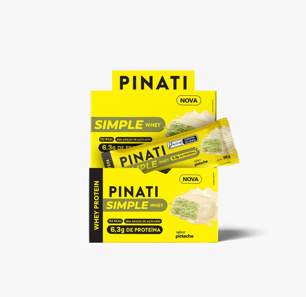 Barra de Proteina Pinati Simple Whey Pistache 35 gr (Caixa 12 Unidades)